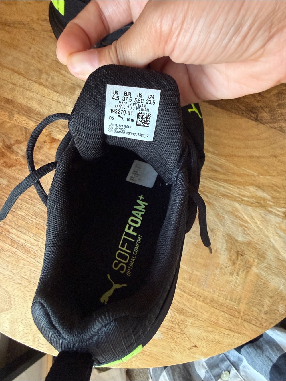 Puma Black Athletic Sneakers with Neon Green Logo - Picture 2 of 3